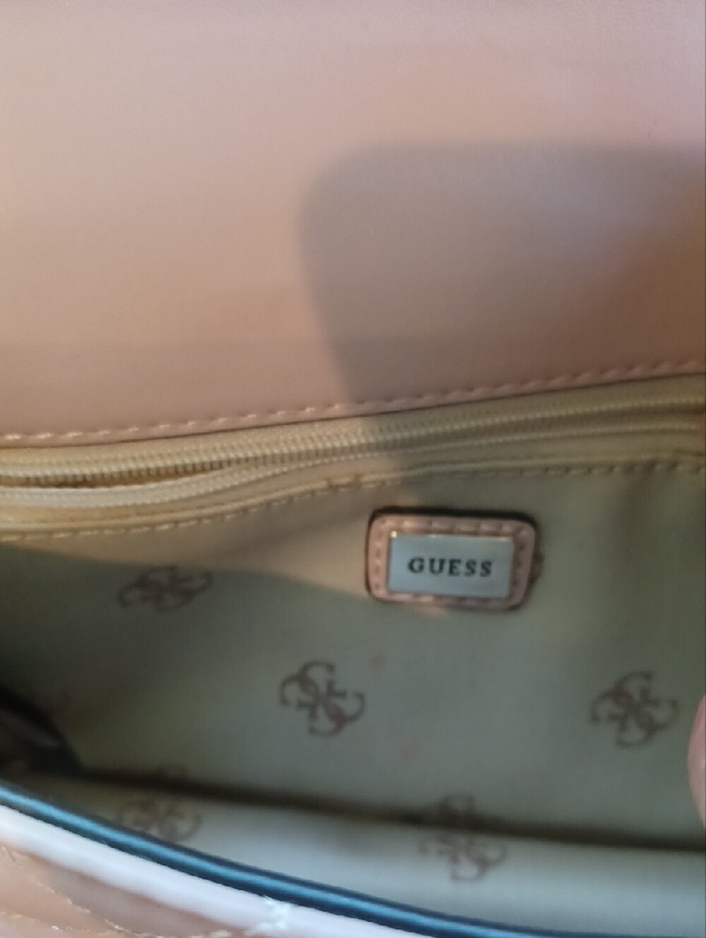 GUESS Pink Quilted Crossbody with Gold Charm Chain - Picture 10 of 10